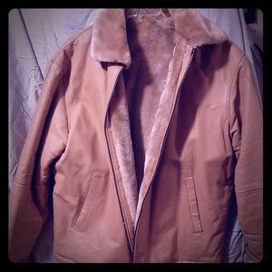 Tan leather coat